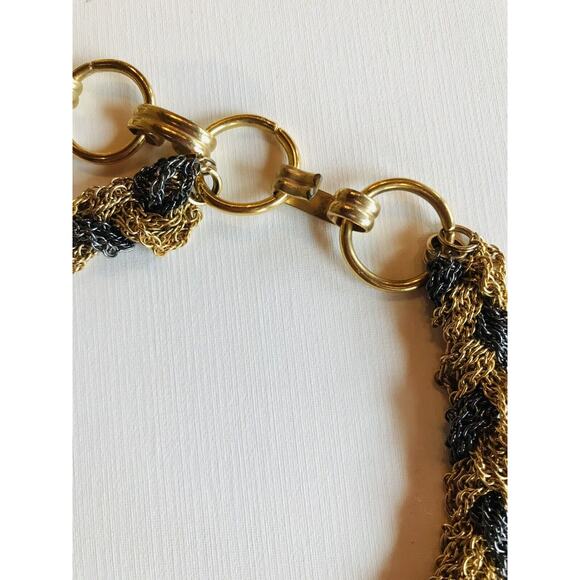 Vintage Goldtone and Black Braided Chain Statement 32" Necklace - Picture 7 of 7